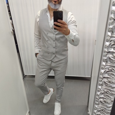 Fato slim cinza  rf 23