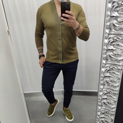 Camisa gola de robe, verde