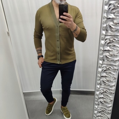 Camisa gola de robe, verde