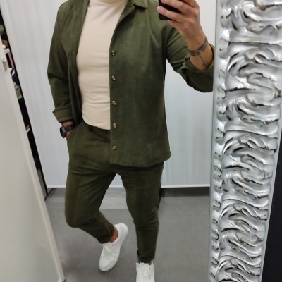 Camisa casaco, de tecido (Bombazine) VERDE