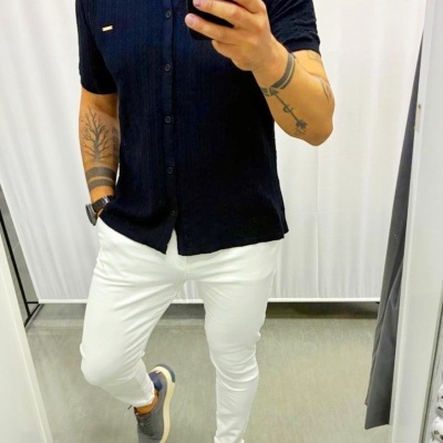 Camisa tricô ,azul marinho