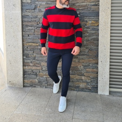 Camisola ricas vermelho, azul escuro