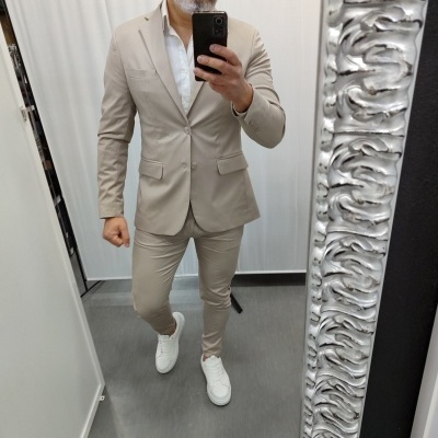 Fato slim fit bege rf 20