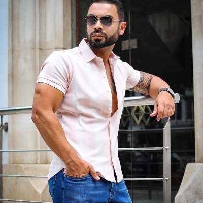 Camisa slim fit rosa