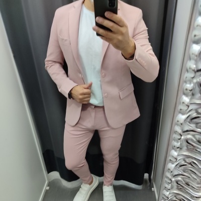 Fato slim fit rosa rf 18