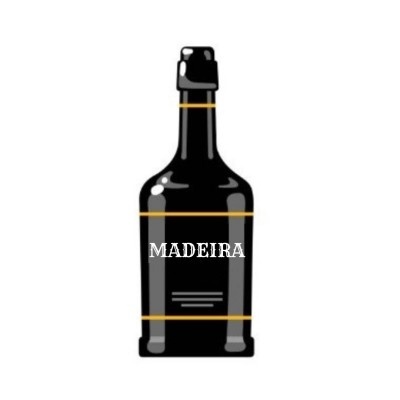 Garrafa preta de vidro com rótulo Madeira