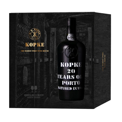 Porto Kopke 20 Anos Tawny com 2 Cálices de Vinho do Porto