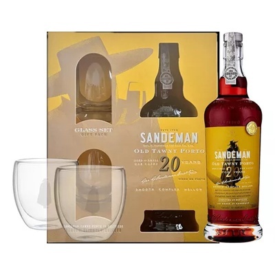 Porto Sandeman 20 anos com copos