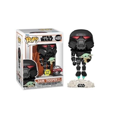 Funko POP! Star Wars: The Mandalorian - Dark Trooper with Grogu - GITD - Exclusive - 488