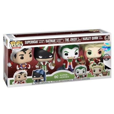 Funko POP! HEROES: DC HOLIDAY- SUPERMAN/BATMAN/JOKER/HARLEY - 4Pack - EXCLUSIVE