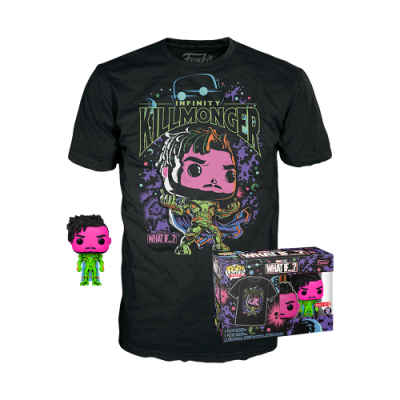 Funko POP! and Tee Marvel What If: Killmonger - Black Light -Exclusive - Size (M)