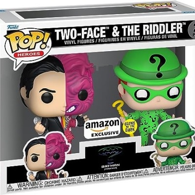 Funko Pop! Heroes: Batman (1995) - Two Face & Riddler - Glow - Amazon Exclusive - 2Pack