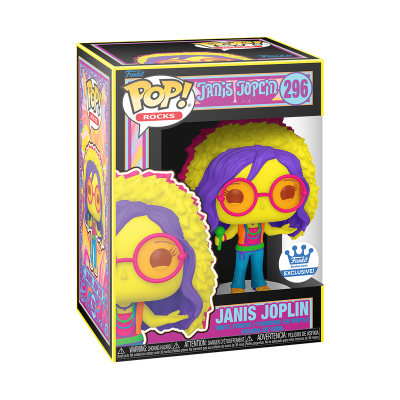 Funko POP! Rocks: Janis Joplin - Black Light - Funko Sticker Exclusive - 296