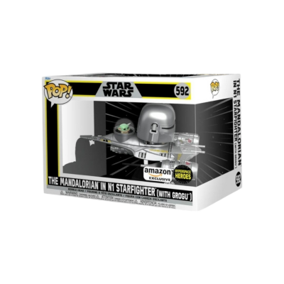 Funko Pop! Ride Super Deluxe: Star Wars Hyperspace Heroes - The Mandalorian in N1 Starfighter with Grogu - Exclusive - 592
