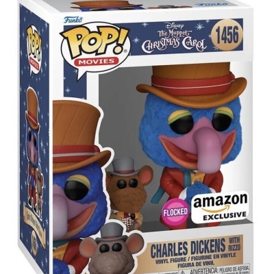 Funko POP! Disney: The Muppet Christmas Carol - Charles Dickens with Rizzo - Flocked - Amazon Exclusive - 1456