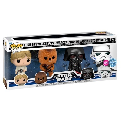 Funko POP! Star Wars: Luke, Chewbacca, Darth Vader & Stormtrooper - Flocked - 4Pack - Exclusive
