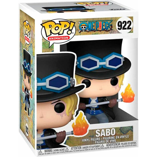Funko Pop! Animation Sabo One Piece vinil na caixa transparente com chapéu e chama