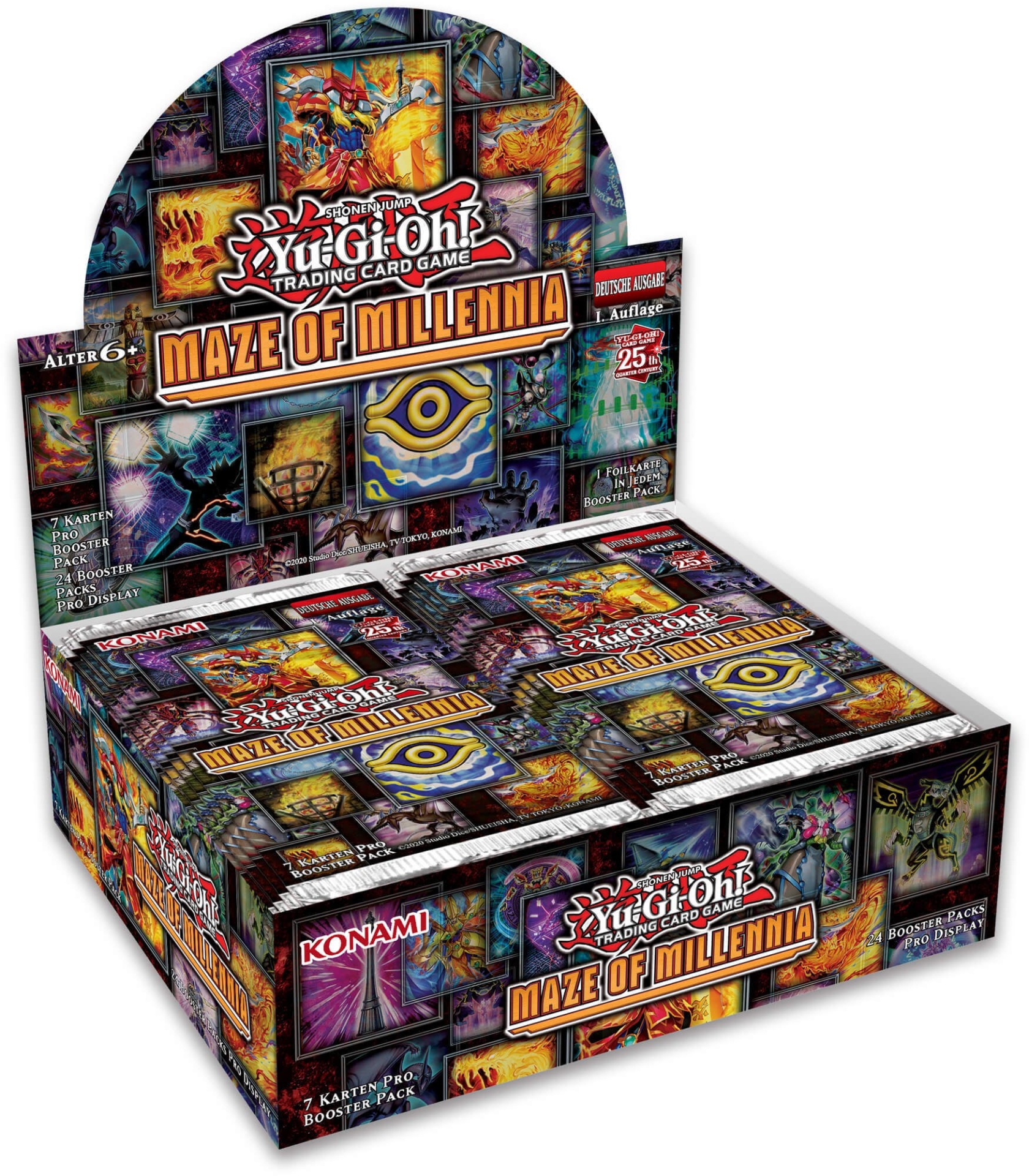 Caixa Yu-Gi-Oh! Maze of Millennia com booster packs várias cores