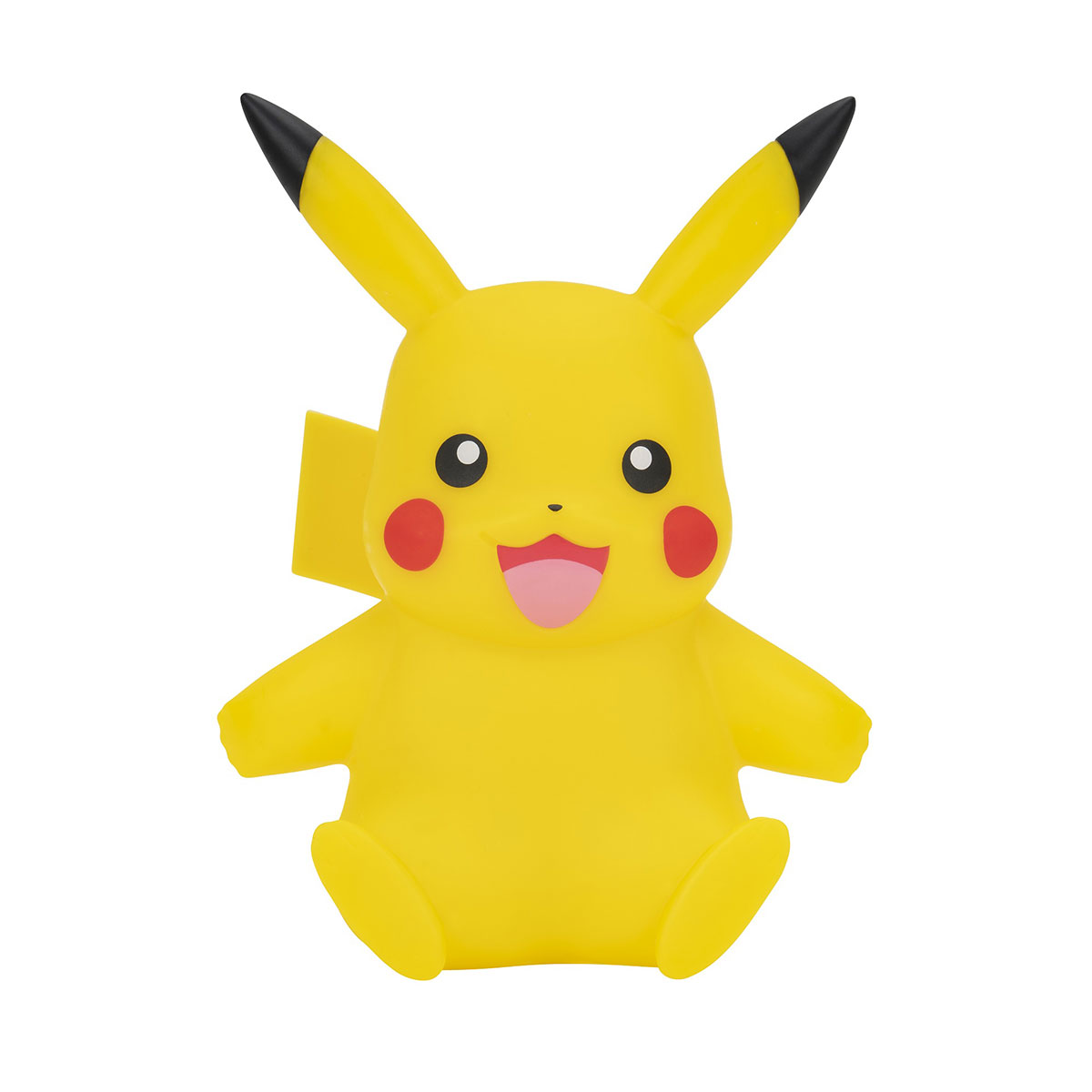 Boneco amarelo de Pikachu com bochechas vermelhas e orelhas pretas