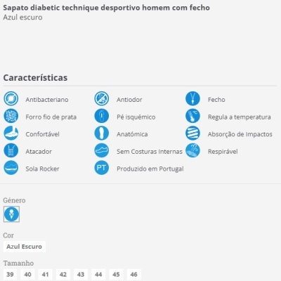 Sapato de Homem Diabetic com Fecho DOURO