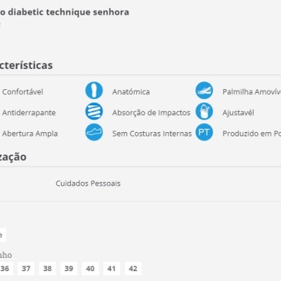 Sapato de Senhora Diabetic Technique LUISA com 2 Velcros