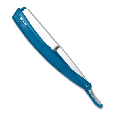Navalha de barbear azul com lâmina prateada