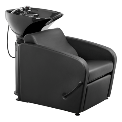 Leito de lavagem de cabelo preto com cadeira estofada