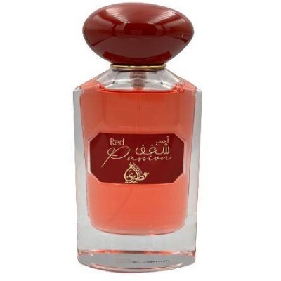 Frasco de perfume Red Passion vermelho com tampa arredondada