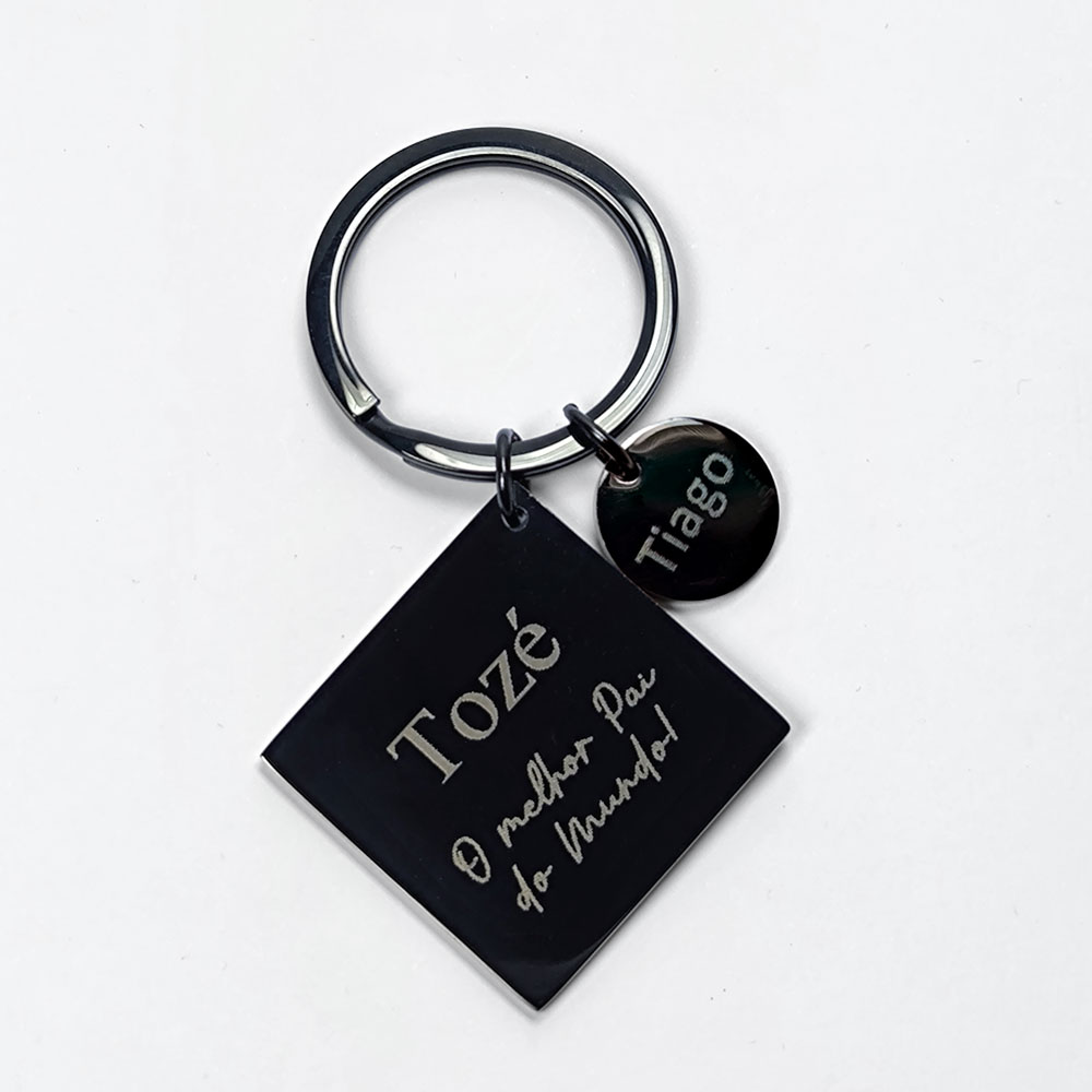 Porta-chaves Aço preto "Melhor Pai do Mundo"