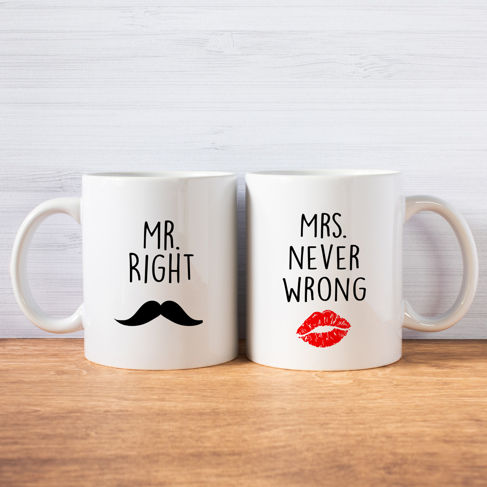 Canecas "Mr. Right & Mrs. Never Wrong"