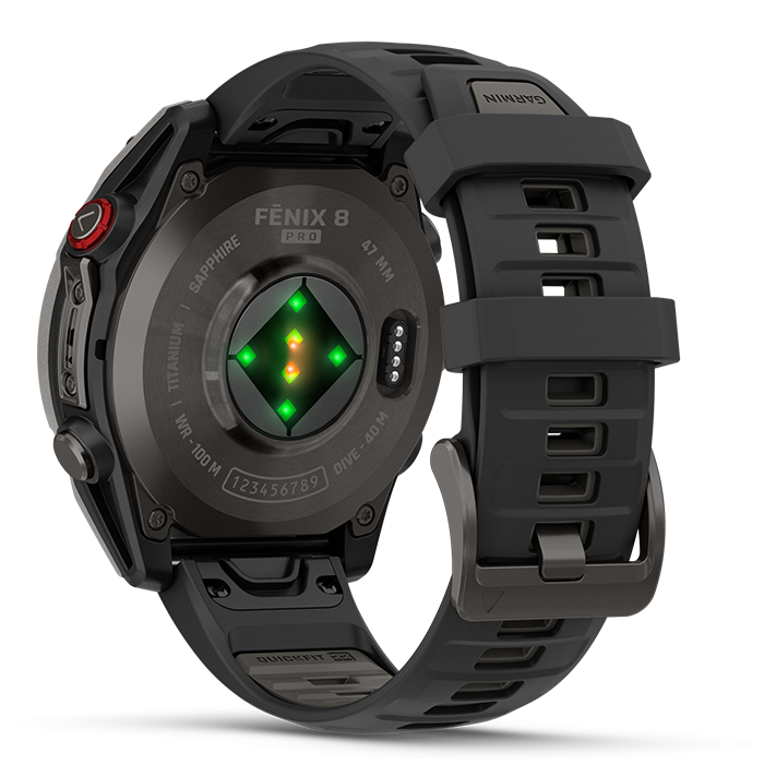 Relógio Garmin Fénix 8 Pro preto com traseira de titânio