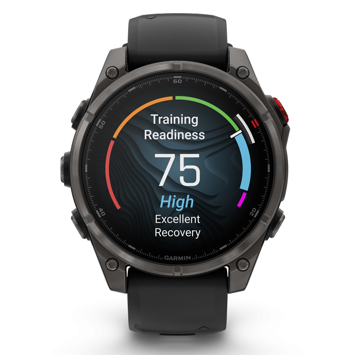 Relógio inteligente Garmin com ecrã digital colorido e pulseira preta