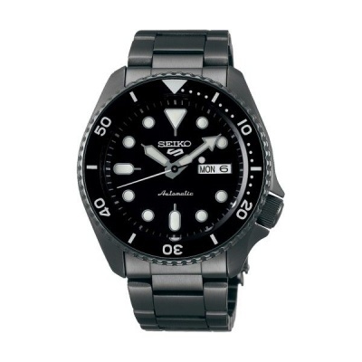Relógio Seiko 5 automático preto com bracelete metálica