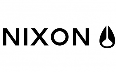 Logotipo NIXON em preto com símbolo geométrico