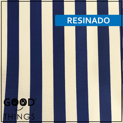 Tecido Resinado | Riscas Largas Azuis Escuras