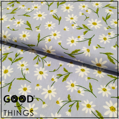 Tecido Algodão Orgânico | Malmequeres fundo Azul