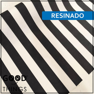 Tecido Resinado | Riscas Largas Pretas