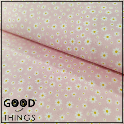 Tecido Pequenas Margaridas fundo Rosa Claro