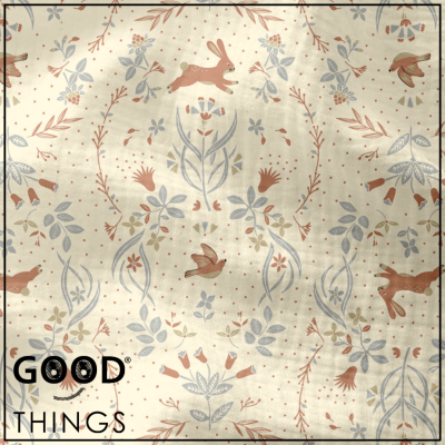 Musselina | Double Gauze | Coelhinhos fundo Floral