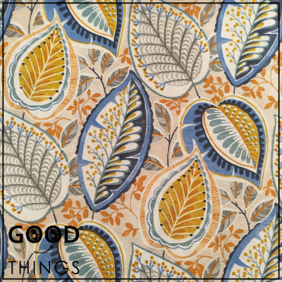 Loneta Folhas Azuis e Amarelas