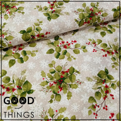 Loneta Azevinhos fundo Flocos de Neve