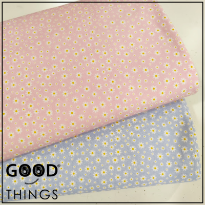 Tecido Pequenas Margaridas fundo Azul Claro