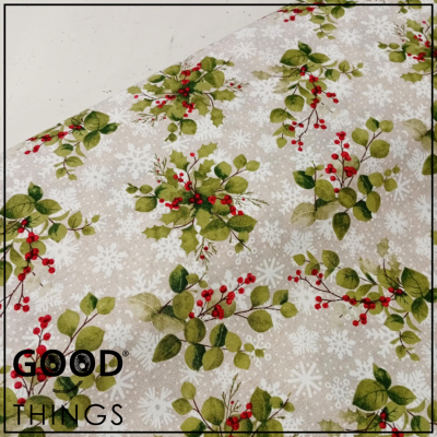 Loneta Azevinhos fundo Flocos de Neve