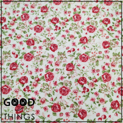 Tecido Algodão Orgânico | Rosinhas Vermelhas