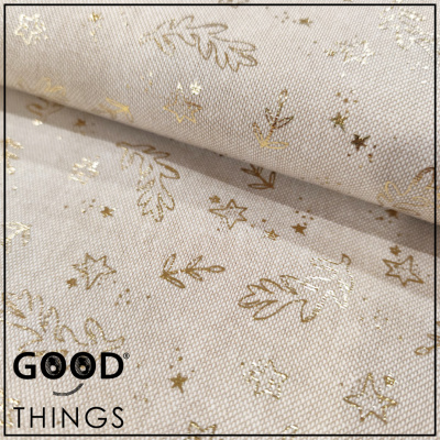 Tecido Azevinho Dourado fundo Alinhado