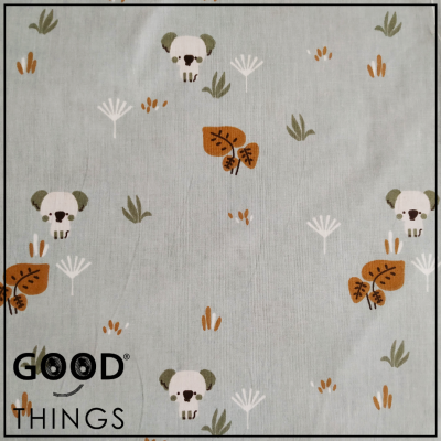 Tecido Algodão Orgânico | Cangurus e Koalas | Koalas fundo Azul