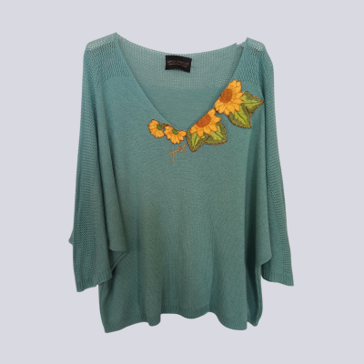 Camisola com renda verde Girassóis
