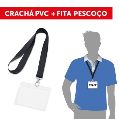 Porta-crachá com fita de pescoço