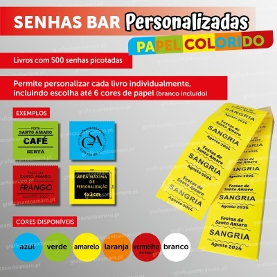Senhas de bar personalizadas COLORIDAS