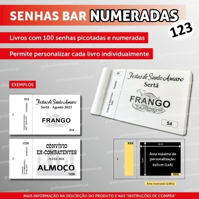 SENHAS DE BAR NUMERADAS